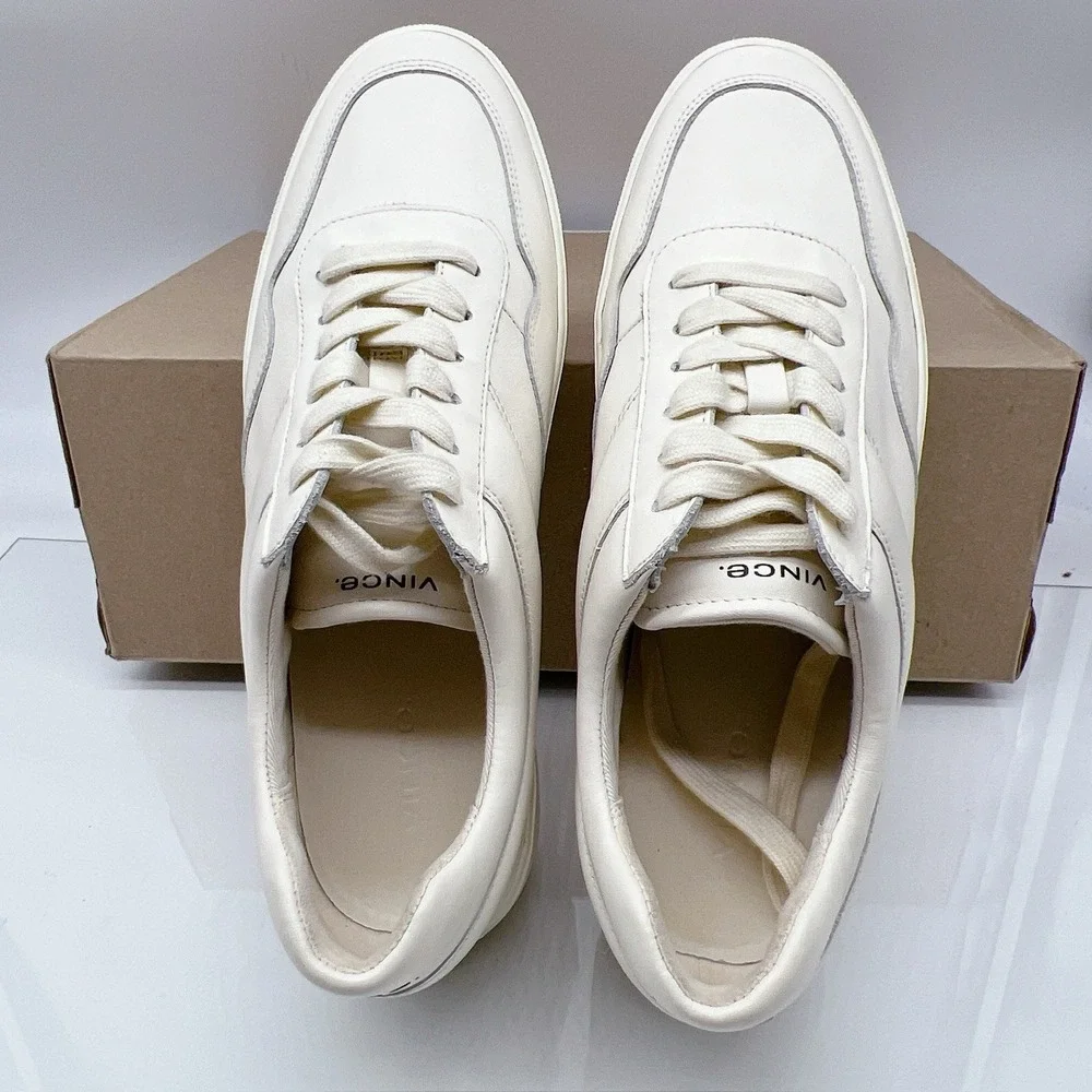 Vince Warren Court Women's Platform Sneakers Shoes White Leather Lace Up US 9